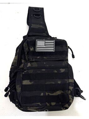 Tactical Sling Backpack Bag Molle Crossbody Shoulder Camo Black Bags Men